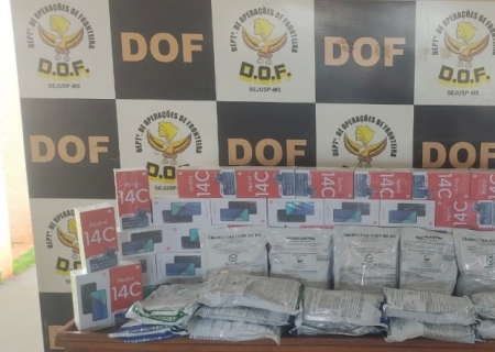 DOF apreende celulares e agrotóxicos em van na MS-156
