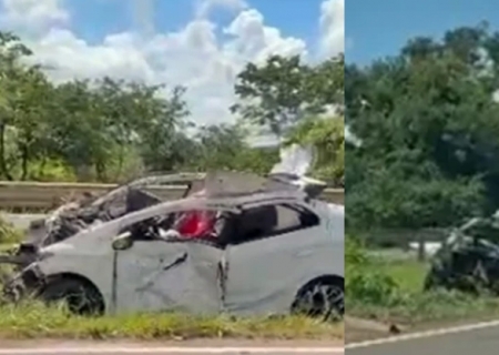 Grave acidente deixa duas pessoas feridas na BR-163