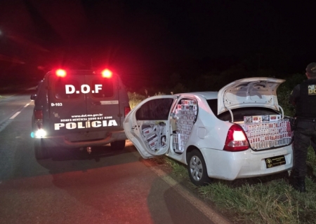 Carro carregado com cigarros contrabandeados é apreendido em Ponta Porã