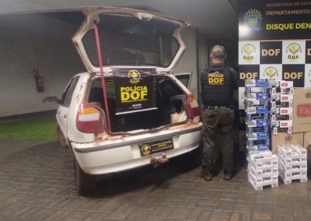 Carro carregado com cigarros ilegais é apreendido em Laguna Carapã