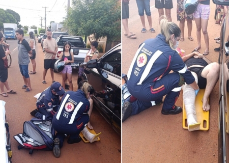 Homem fica ferido após se envolver em acidente entre moto e caminhonete em Nova Andradina