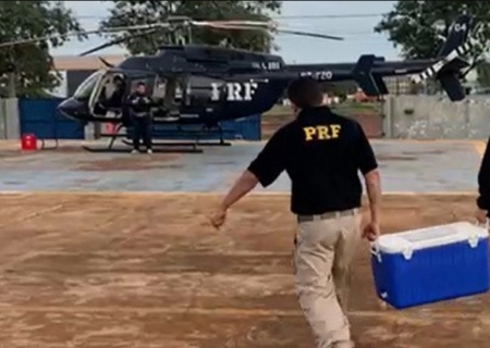 Com helicóptero, PRF realiza transporte de urgência para transplante de órgãos em Campo Grande