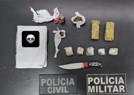 Polícias Civil e Militar capturam dupla que vendia drogas em alojamento de empresa em Santa Rita do Pardo