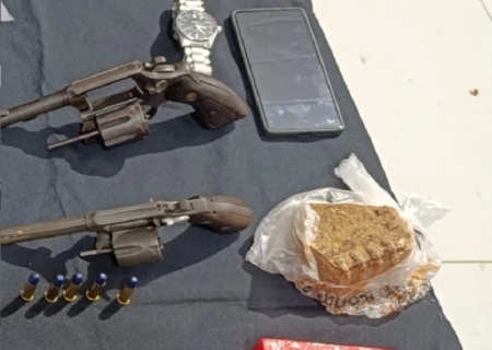 Ação integrada resulta na prisão de dois homens por tráfico de drogas e porte ilegal de arma de fogo em Sonora