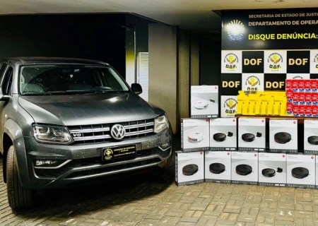 DOF apreende caminhonete com mais de R$ 480 mil em produtos ilegais em Fátima do Sul