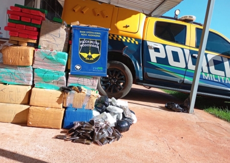 Polícia Militar Rodoviária apreende carga milionária de drogas em Anaurilândia