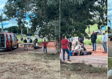 Colisão entre moto e carro deixa uma pessoa ferida na entrada do Portal do Parque