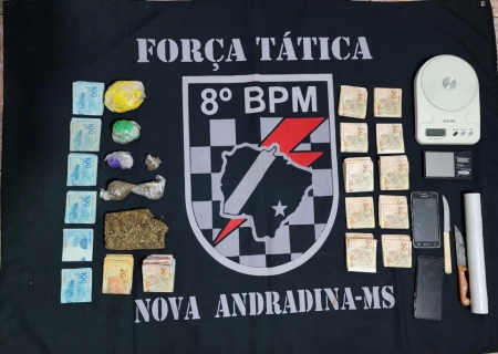 Traficante é preso com mais de R$ 11 mil e drogas durante ação da Força Tática em Nova Andradina