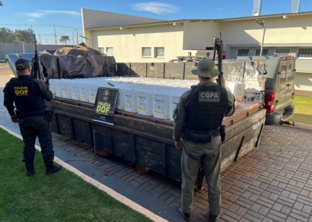 Ação conjunta resulta na apreensão de caminhonete com carga milionária de agrotóxicos em Caarapó