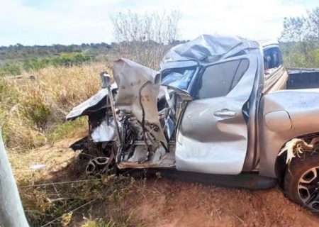 Idoso morre após capotar caminhonete na MS-040