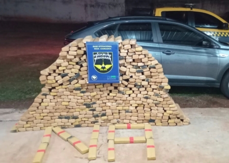 Após perseguição na MS-480, Polícia Militar Rodoviária apreende mais de 500 kg de maconha em veículo roubado