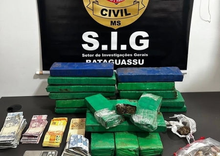 Polícia Civil apreende 13,4 kg de maconha e prende três suspeitos em Bataguassu