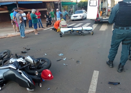 Acidente entre moto e carro deixa jovem ferida em Ivinhema