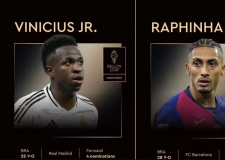 Raphinha e Vini Jr são finalistas da Bola de Ouro 2025
