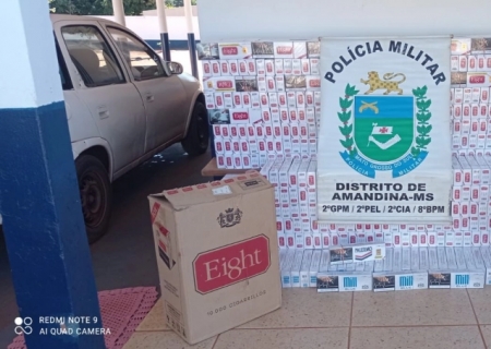 Polícia Militar apreende carga de cigarros contrabandeados em Amandina