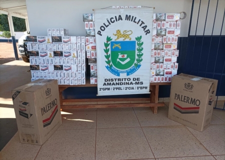 Polícia Militar apreende carga de cigarros contrabandeados em Amandina