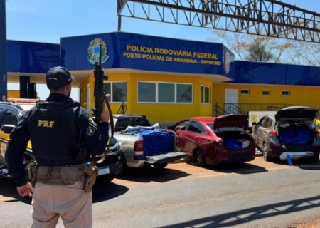 PRF apreende três veículos com mais de uma tonelada de maconha em Ivinhema