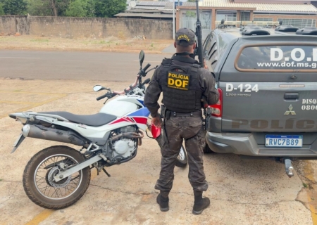 Moto furtada em agosto no Estado de São Paulo é recuperada pela DOF em Amambai