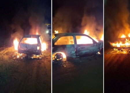Corpo é encontrado carbonizado dentro de carro em chamas no centro de Rio Brilhante