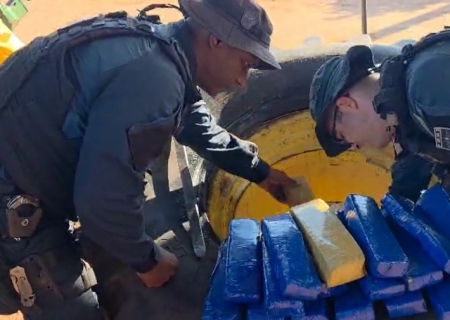 Polícia apreende R$ 1,4 milhão em maconha escondida em pneus de trator na MS-386