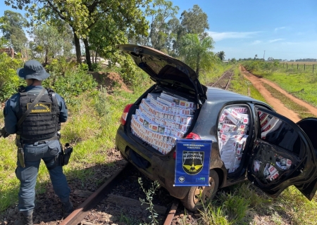 Contrabandista abandona carro carregado com cigarros ao avistar a polícia na MS-164