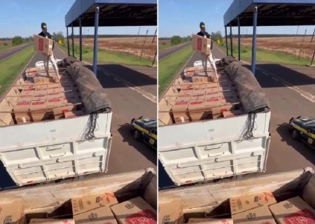 Carreta com 400 mil maços de cigarros é apreendida pela PRF em Caarapó