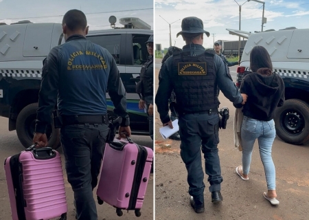 Jovem é presa com quase 33 kg de maconha em malas dentro de ônibus abordado pela Polícia Militar Rodoviária na MS-134