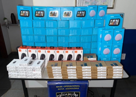 Em Nova Andradina, produtos eletrônicos avaliados em R$ 30 mil são apreendidos em ônibus interestadual