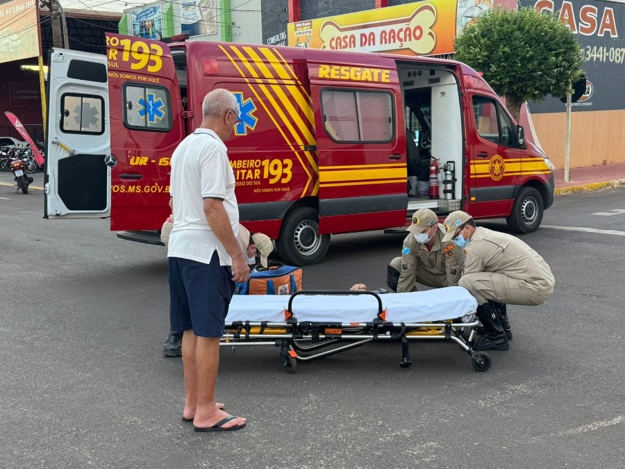 Colisão entre moto e bicicleta deixa ciclista ferido em Nova Andradina