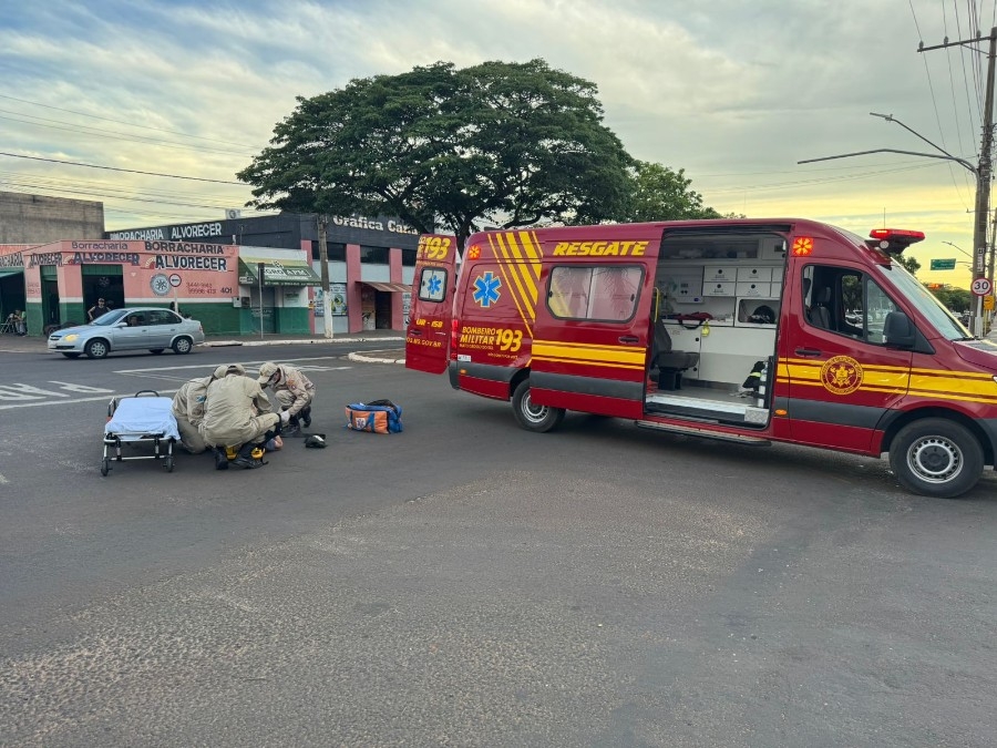 Colisão entre moto e bicicleta deixa ciclista ferido em Nova Andradina