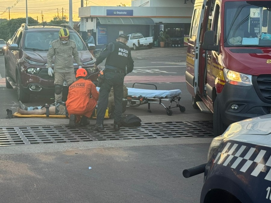 Motociclista fica ferido após ser atingido por picape em cruzamento de Nova Andradina