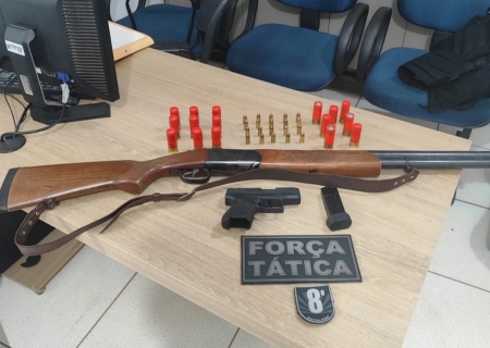 Força Tática flagra caça ilegal e apreende armas na zona rural de Angélica