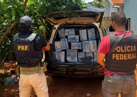 Forças de segurança apreendem 1,5t de maconha e recuperam veículo de luxo em Itaquiraí