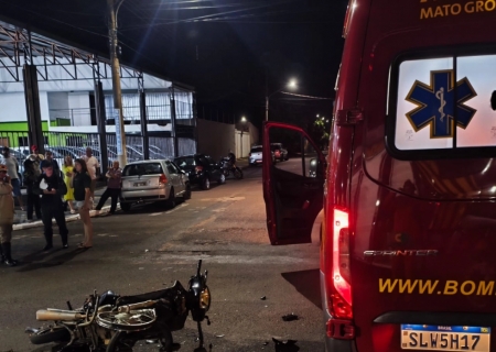 Colisão entre carro e motocicleta deixa condutora gravemente ferida em Nova Andradina