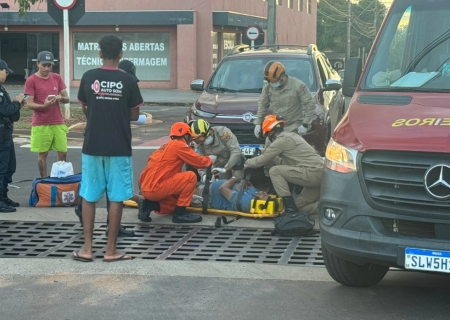 Motociclista fica ferido após ser atingido por picape em cruzamento de Nova Andradina