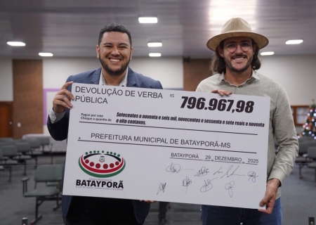 Câmara de Batayporã devolve quase R$ 800 mil à Prefeitura, maior valor da história