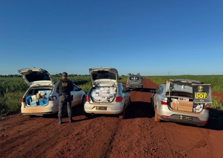 DOF apreende três carros abandonados com contrabando após denúncia em Ponta Porã
