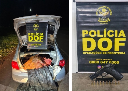 Trio é preso com arma e carne bovina de abigeato em Corumbá