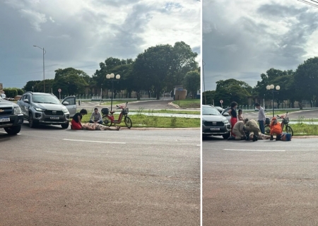 Colisão entre carro e bicicleta elétrica deixa mulher ferida em Nova Andradina