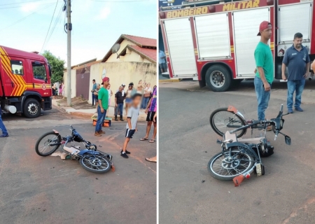 Duas crianças ficam feridas em acidente com bicicleta elétrica em Nova Andradina