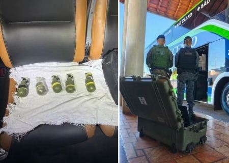 Choque apreende granadas em ônibus e prende suspeito em Ribas do Rio Pardo