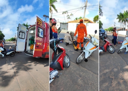 Colisão entre motoneta e motocicleta deixa mulher ferida em Nova Andradina