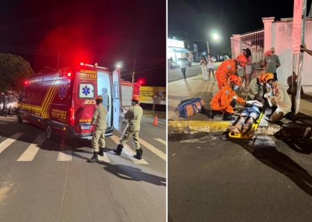 Colisão entre Biz e caminhonete deixa motociclista ferido em Nova Andradina
