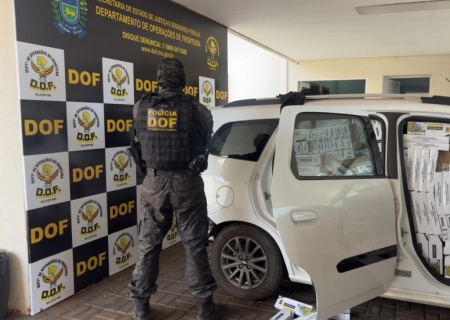 Carga de cigarros contrabandeados é apreendida após perseguição em Nova Andradina