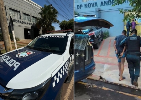 Suspeitos são levados à delegacia após furto de peça de carne em supermercado de Nova Andradina