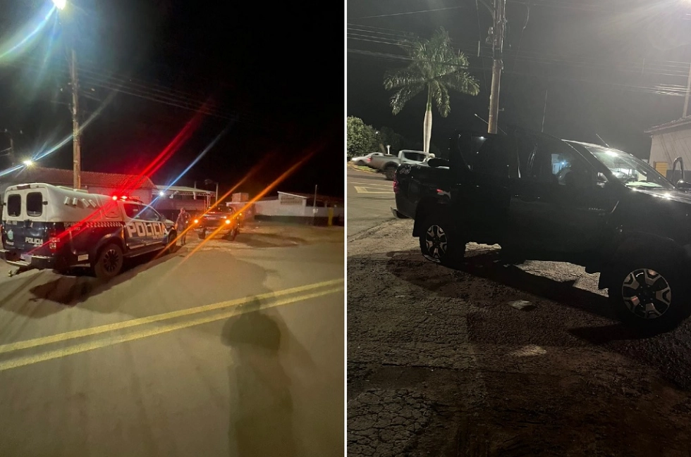 Homem foge com caminhonete durante mandado judicial e bate em viatura em Maracaju