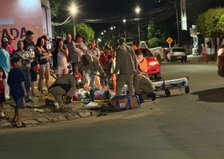 Colisão entre moto e carro deixa jovem ferido em Nova Andradina