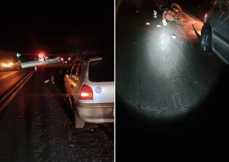 Motociclista fica ferido em colisão com carro na BR-376, em Amandina