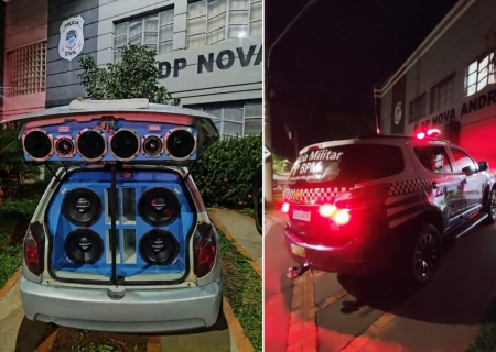 Som alto termina com veículo e aparelhagem apreendidos em Nova Andradina