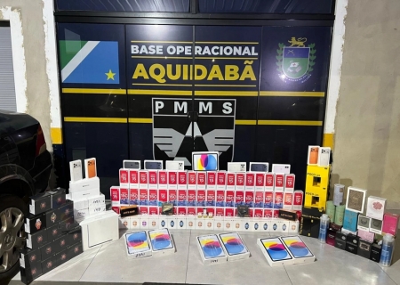 PMR apreende R$ 556 mil em eletrônicos e mercadorias na MS-164